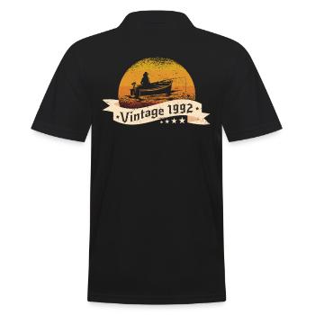 Angler Jahrgang 1992 Geburtstag Angelboot - Männer Poloshirt - Schwarz - Hinten - Kai (181cm)