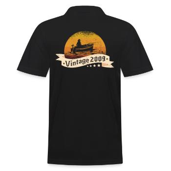 Angler Jahrgang 2009 Geburtstag Angelboot - Männer Poloshirt - Schwarz - Hinten - Kai (181cm)