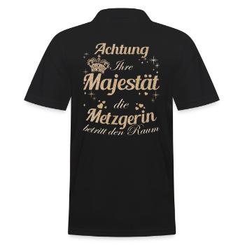 Fleischer Frauen-Majestät Damen Metzgerin - Männer Poloshirt - Schwarz - Hinten - Kai (181cm)