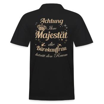Angestellter Frauen-Majestät Damen Bürokauffrau - Männer Poloshirt - Schwarz - Hinten - Kai (181cm)