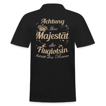Flugzeug-Lotse Frauen-Majestät Damen Fluglotsin - Männer Poloshirt - Schwarz - Hinten - Kai (181cm)