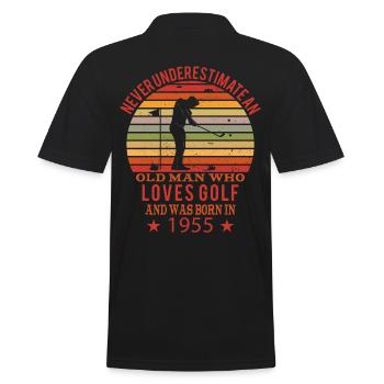 Golfer Golfer Born 1955 Birthday - Men's Polo Shirt - black - Back - Kai (181cm)