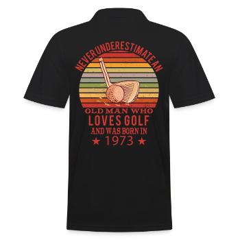 Golfer Golfer Born 1973 Birthday - Men's Polo Shirt - black - Back - Kai (181cm)