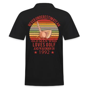 Golfer Golfer Born 1992 Birthday - Men's Polo Shirt - black - Back - Kai (181cm)