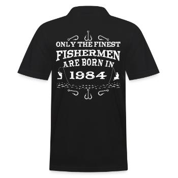 Angler Jahrgang 1984 Geburtstag geboren - Männer Poloshirt - Schwarz - Hinten - Kai (181cm)