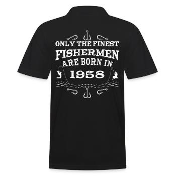 Angler Jahrgang 1958 Geburtstag geboren - Männer Poloshirt - Schwarz - Hinten - Kai (181cm)