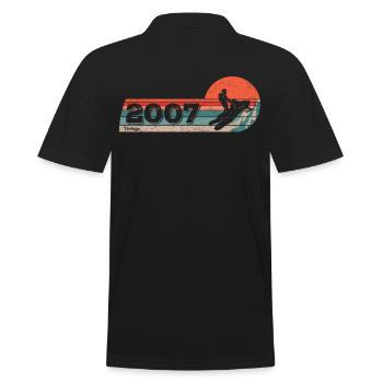 Snowmobile driver born in 2007 Birthday - Men's Polo Shirt - black - Back - Kai (181cm)