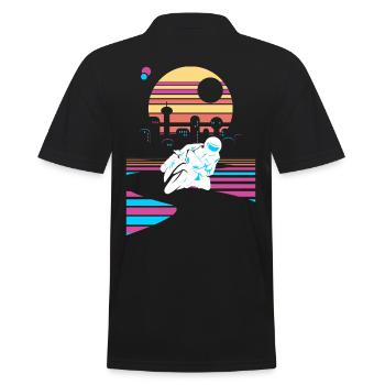 Motocycliste Cyclomoteur Vaporwave Moto - Polo Homme - noir - Dos - Kai (181cm)