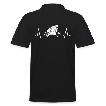 Motocycliste Moto Mobylette Heartbeat - Polo Homme - noir - Dos - Kai (181cm)