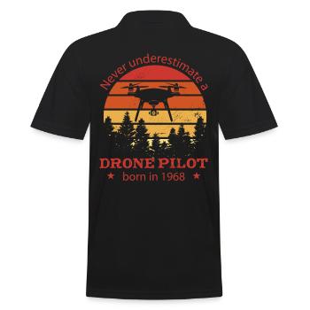 Drone pilot born 1968 birthday quadcopter - Men's Polo Shirt - black - Back - Kai (181cm)
