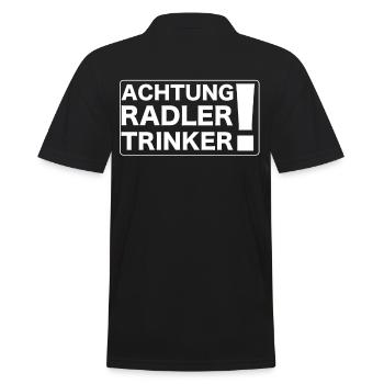 ACHTUNG - Radler Trinker lustige Geschenkidee - Männer Poloshirt - Schwarz - Hinten - Kai (181cm)