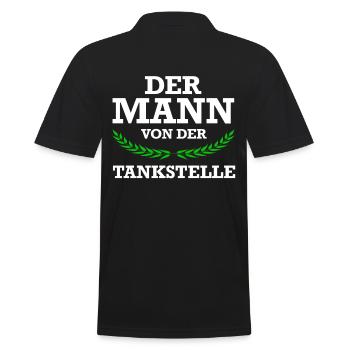 Tankstelle Shop Zapfsäule Tankwart Geschenk - Männer Poloshirt - Schwarz - Hinten - Kai (181cm)