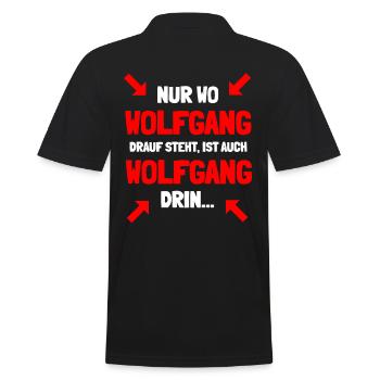 Wolfgang ist mein Name - Männer Poloshirt - Schwarz - Hinten - Kai (181cm)