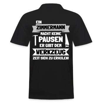 Zimmermann Zimmerer Handwerk Zimmerei Geschenkidee - Männer Poloshirt - Schwarz - Hinten - Kai (181cm)