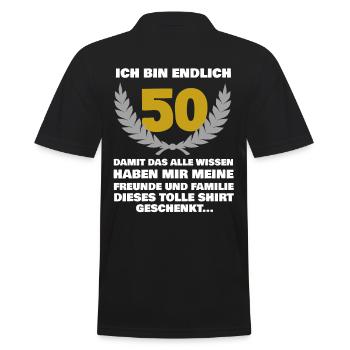 Ich bin endlich 50, tolles Geschenk von Freunden - Männer Poloshirt - Schwarz - Hinten - Kai (181cm)