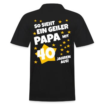 So sieht ein geiler Papa mit 40 Jahren aus! - Männer Poloshirt - Schwarz - Hinten - Kai (181cm)