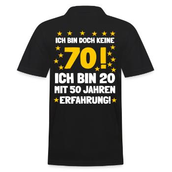 Ich bin keine 70, sondern habe nur Erfahrung - Männer Poloshirt - Schwarz - Hinten - Kai (181cm)