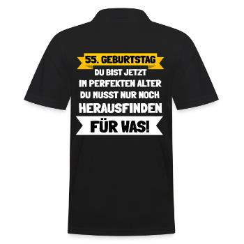 55. Geburtstag und im besten Alter was zu machen - Männer Poloshirt - Schwarz - Hinten - Kai (181cm)