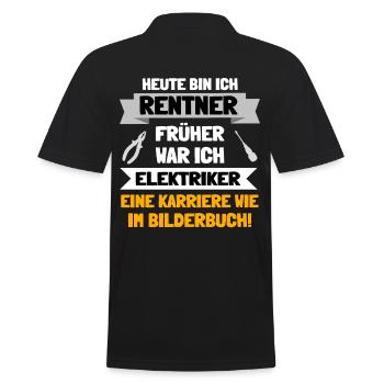 Elektriker in Rente und Ruhestand - Männer Poloshirt - Schwarz - Hinten - Kai (181cm)