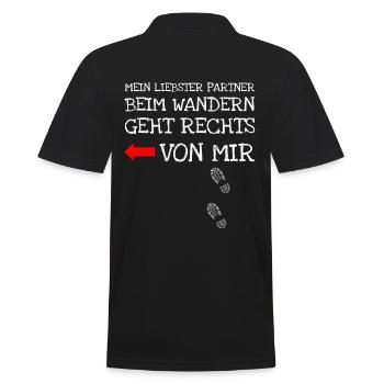 Mein liebster Wander Partner ist rechts von mir! - Männer Poloshirt - Schwarz - Hinten - Kai (181cm)
