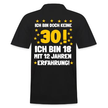 Ich bin doch keine 30 sondern habe Erfahrung - Männer Poloshirt - Schwarz - Hinten - Kai (181cm)