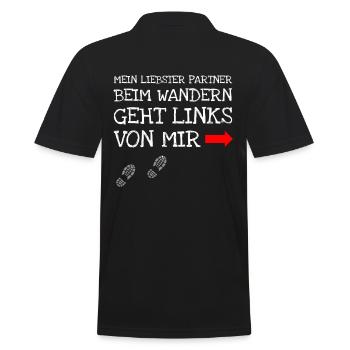 Mein liebster Wander Partner ist links von mir! - Männer Poloshirt - Schwarz - Hinten - Kai (181cm)