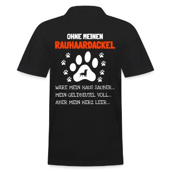 Rauhaardackel Hund - Männer Poloshirt - Schwarz - Hinten - Kai (181cm)