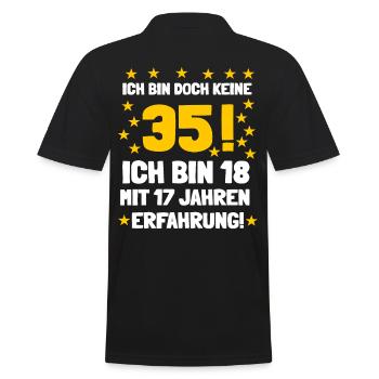 Ich bin doch noch keine 35 - Männer Poloshirt - Schwarz - Hinten - Kai (181cm)