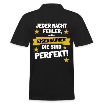 Eisenbahner sind perfekt - Männer Poloshirt - Schwarz - Hinten - Kai (181cm)