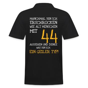 44. Geburtstag erschreckend gutaussehend - Männer Poloshirt - Schwarz - Hinten - Kai (181cm)