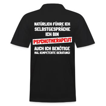 Pychotherapeut ihres Vertrauens - Männer Poloshirt - Schwarz - Hinten - Kai (181cm)