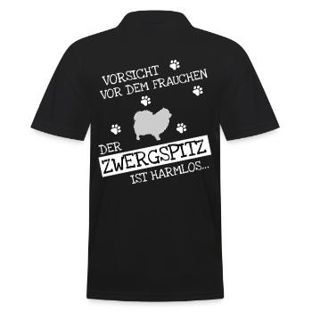 Mein Zwergspitz ist mehr als perfekt - Männer Poloshirt - Schwarz - Hinten - Kai (181cm)