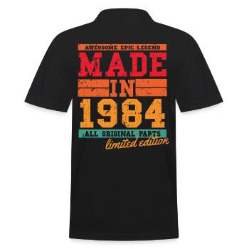 1984 Geburtstag Vintage Spruch - Männer Poloshirt - Schwarz - Hinten - Kai (181cm)