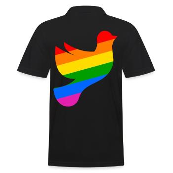 LGBTQ Friedenstaube mit Regenbogenfahne - Männer Poloshirt - Schwarz - Hinten - Kai (181cm)