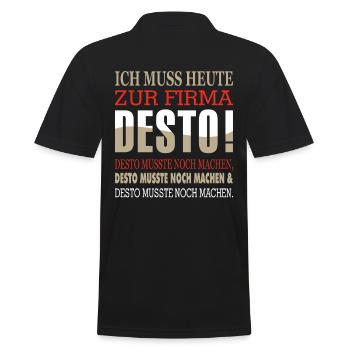 Firma Desto lustiges T-Shirt - Männer Poloshirt - Schwarz - Hinten - Kai (181cm)