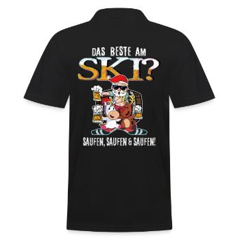 Das Beste am Ski? Saufen! Team Shirt - Männer Poloshirt - Schwarz - Hinten - Kai (181cm)