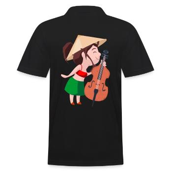 A girl with double bass - Men's Polo Shirt - black - Back - Kai (181cm)