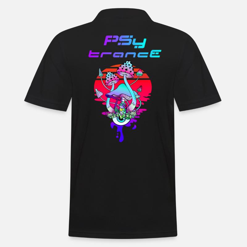 Psytrance Psychedelic Pilz Sunset - Männer Poloshirt - Schwarz