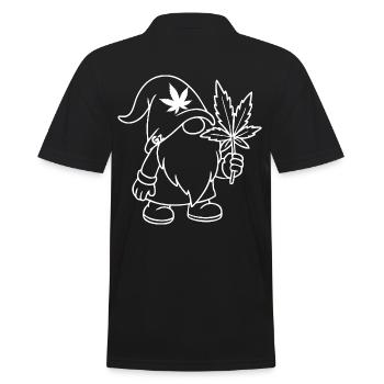 Süßer Hanf Gnom/Zwerg mit Cannabisblatt - Männer Poloshirt - Schwarz - Hinten - Kai (181cm)
