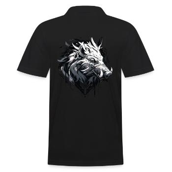 Mecha Tier Tiger Wolf Fuchs Cyborg Wildschwein - Männer Poloshirt - Schwarz - Hinten - Kai (181cm)