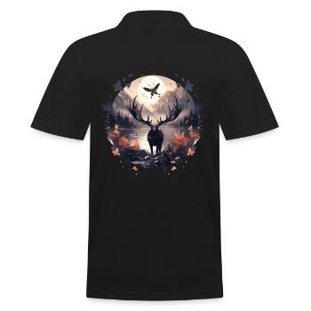 Cerf d’élan nature forêt scandinave - Polo Homme - noir - Dos - Kai (181cm)