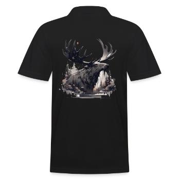 Cerf d’élan nature forêt scandinave - Polo Homme - noir - Dos - Kai (181cm)