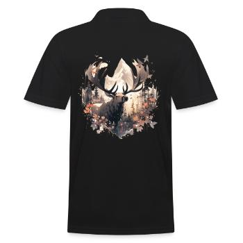 Cerf d’élan nature forêt scandinave - Polo Homme - noir - Dos - Kai (181cm)