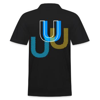U Buchstabe - Männer Poloshirt - Schwarz - Hinten - Kai (181cm)