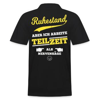 Teilzeit Ruhestand - Männer Poloshirt - Schwarz - Hinten - Kai (181cm)