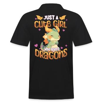 Juste une fille mignonne qui aime les dragons - Kawaii Dragon - Polo Homme - noir - Dos - Kai (181cm)