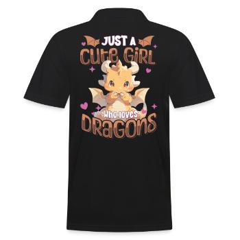Juste une fille mignonne qui aime les dragons - Kawaii Dragon - Polo Homme - noir - Dos - Kai (181cm)