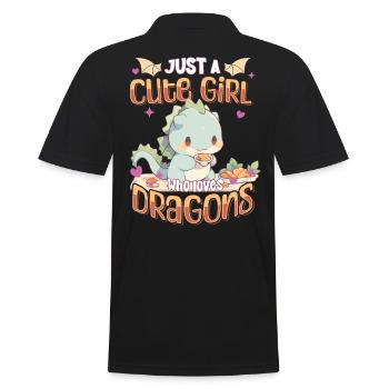 Juste une fille mignonne qui aime les dragons - Kawaii Dragon - Polo Homme - noir - Dos - Kai (181cm)