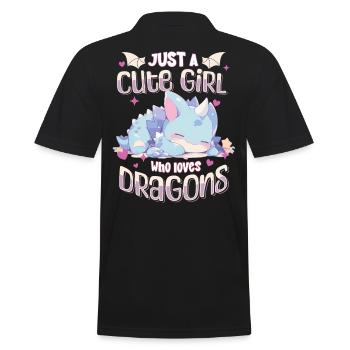 Juste une fille mignonne qui aime les dragons - Kawaii Dragon - Polo Homme - noir - Dos - Kai (181cm)