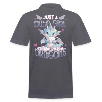 Just a cute Girl who loves Dragons - Kawaii Drache - Männer Poloshirt - Anthrazit - Hinten - Nico (186cm)